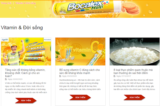 Section “Vitamin & Life” on Bocalex website